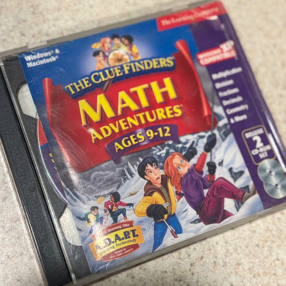 The ClueFinders Math‎ Adventures Ages 9-12 PC Mac CD-ROM 2-Disc 1999 homeschool
